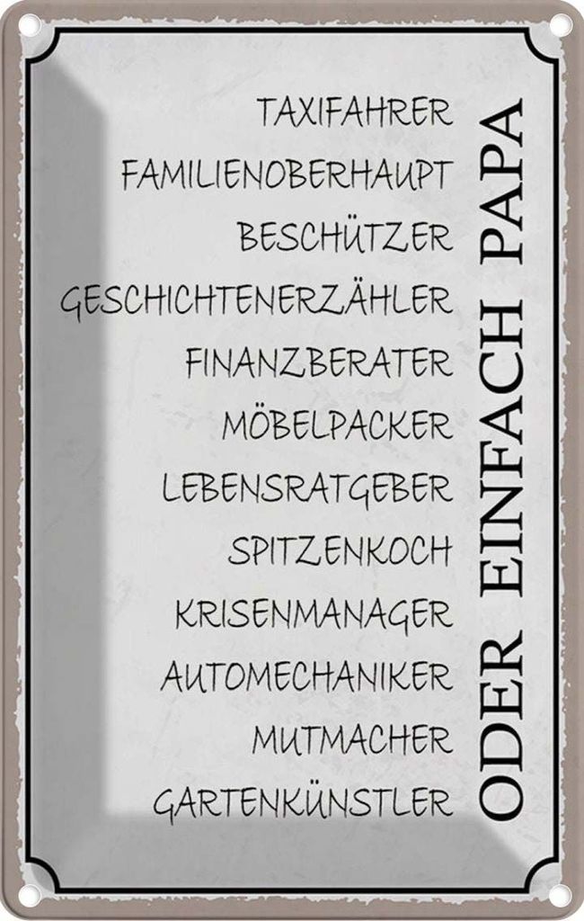 vianmo Blechschild 30x20 cm Papa Taxifahrer Beschützer Beruf Arbeit