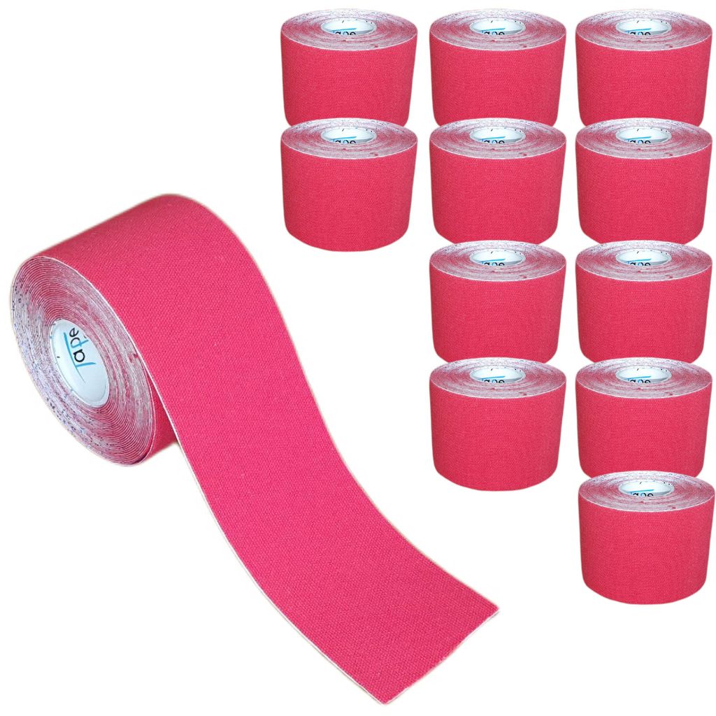 12 Rollen - Tapefactory24 Getting Started Kinesiologie Tape 5cm x 5m - rot, Tapes Taping Klebeband Tapeverband Bandage wasserfest
