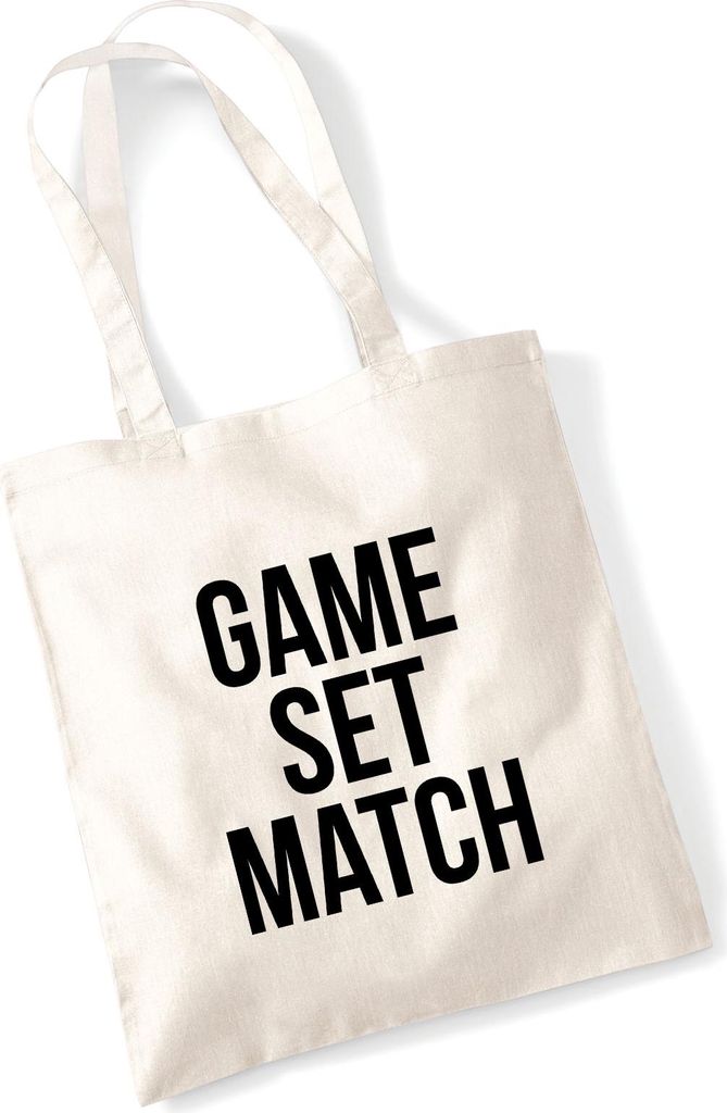 Huuraa Jutebeutel Game set match Tennis 10 Liter Natural Baumwolle Tasche Geschenkidee