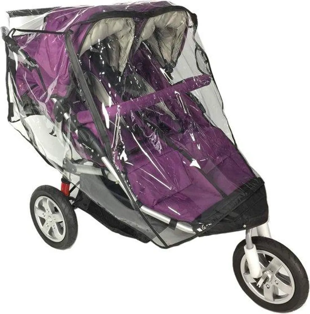 Protection pluie transparente et vent pour poussette double capote