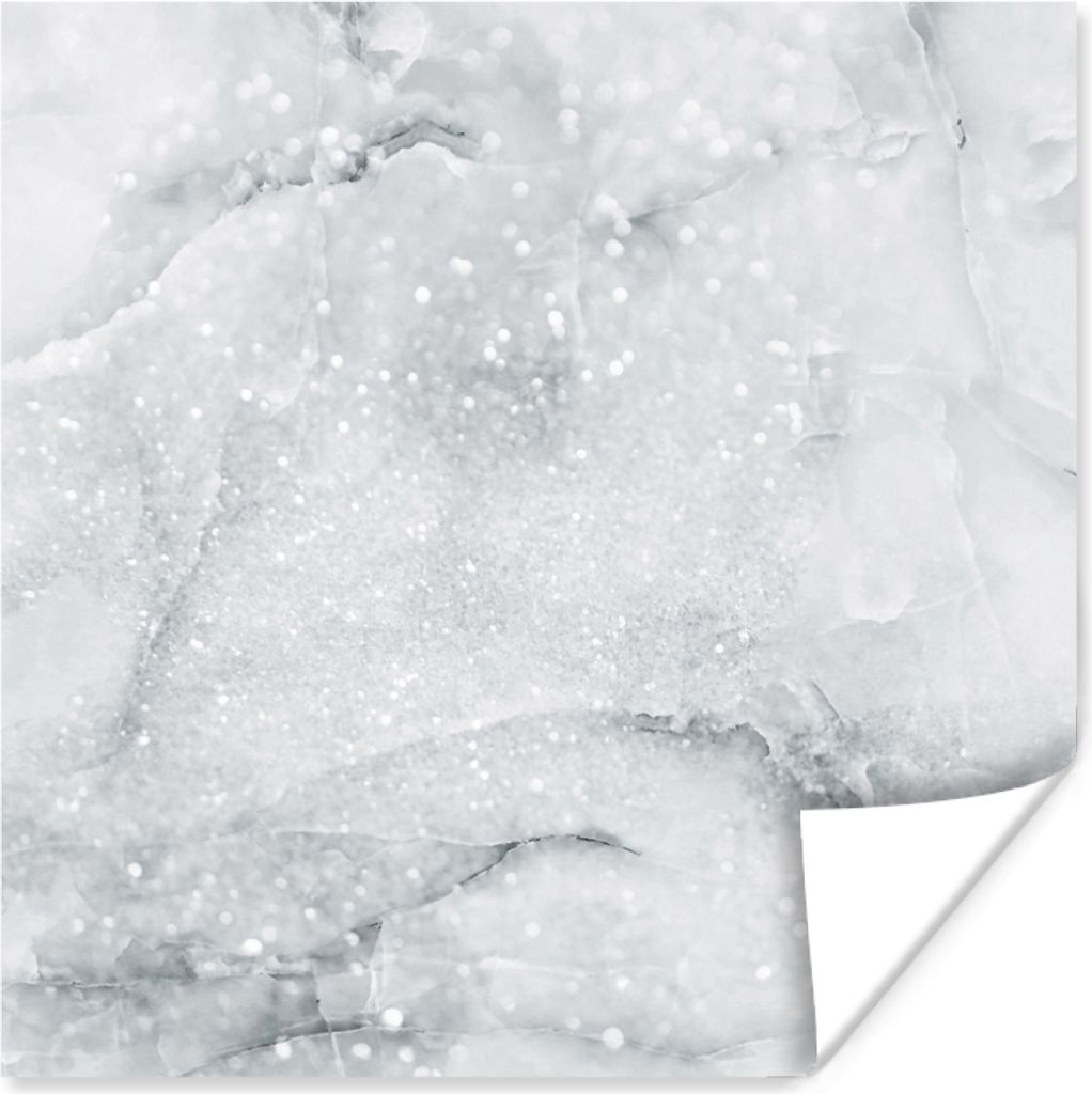 MuchoWow® Poster Marmor - Glitter - Grau 100x100 cm - Produktbild 
