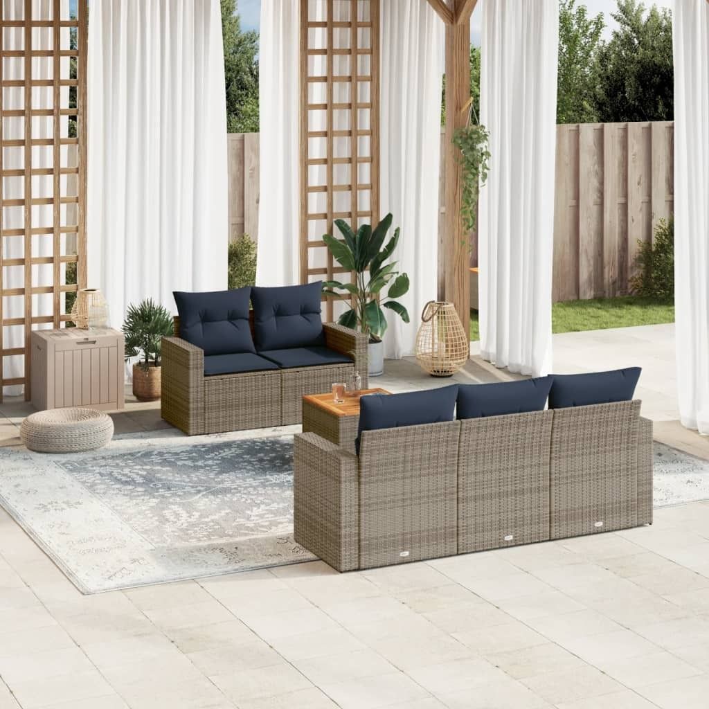 Maison Exclusive - 6-tlg. Garten-Sofagarnitur mit Kissen Grau Poly Rattan