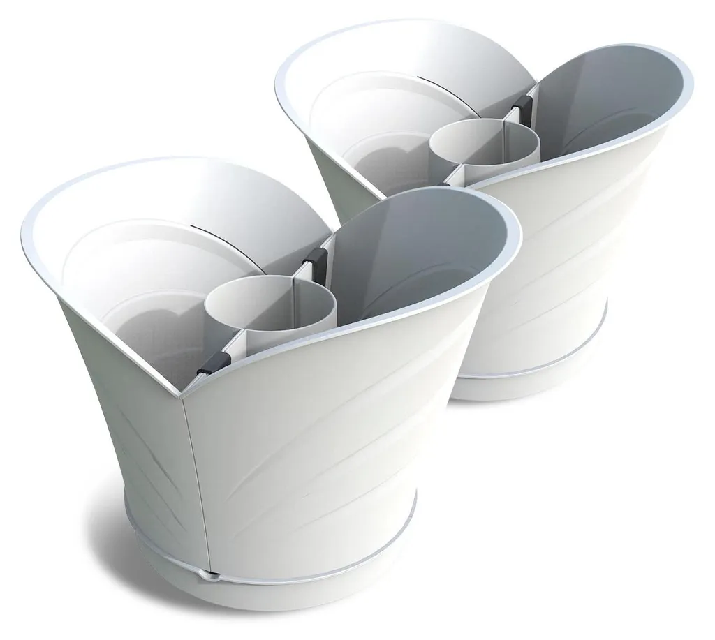 Vase blanc extérieur durable Tulipano - Duo robuste contre les UV et gel