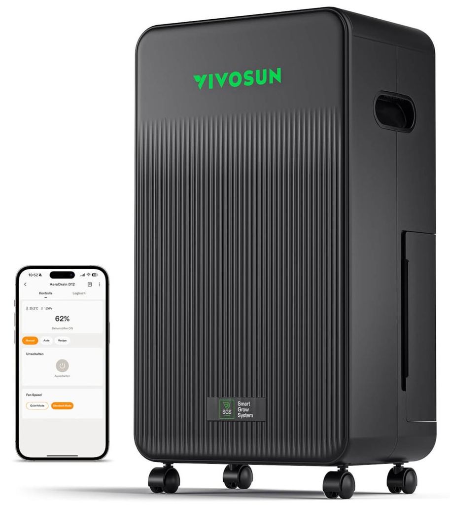 VIVOSUN AeroDrain D12 Smarter Luftentfeuchter für Growboxen bis 12 L/Tag