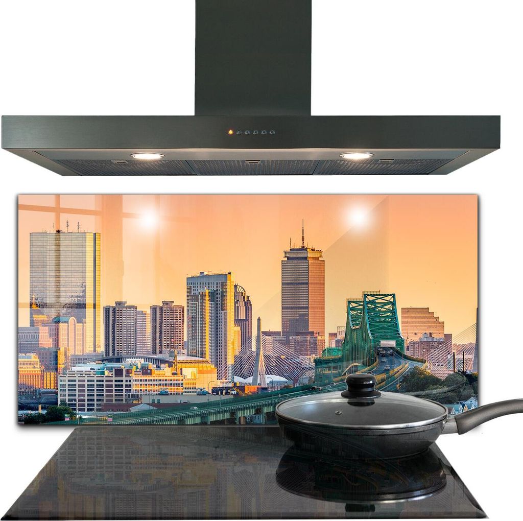 Spritzschutz aus Glas Küchenrückwand - Wandschutz für Herd und Spüle - 120x60 cm - Boston Massachusetts