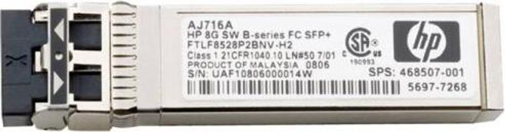 HP Aj716A Transceiver FC SFP (mini-GBIC) 8192 Mbit/s, 7,37 x 15,7 x 11,1 mm
