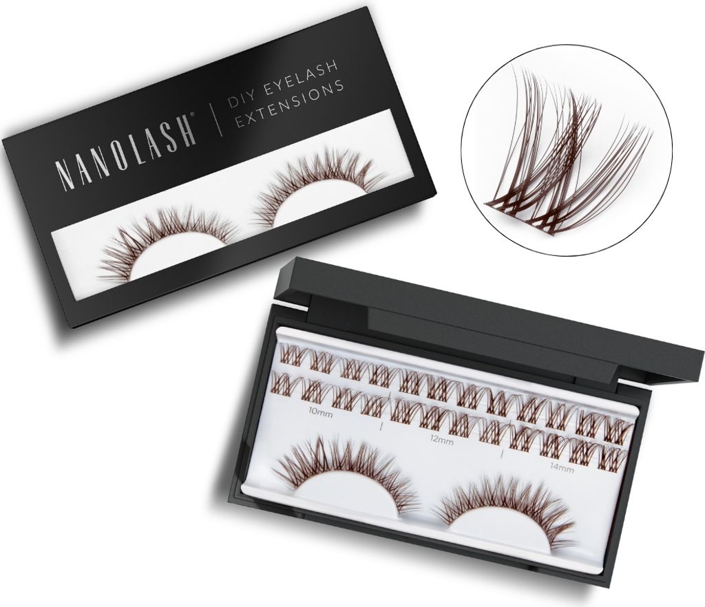 Braune cluster wimpern zur DIY Wimpernverlängerung zu Hause Nanolash CHARM