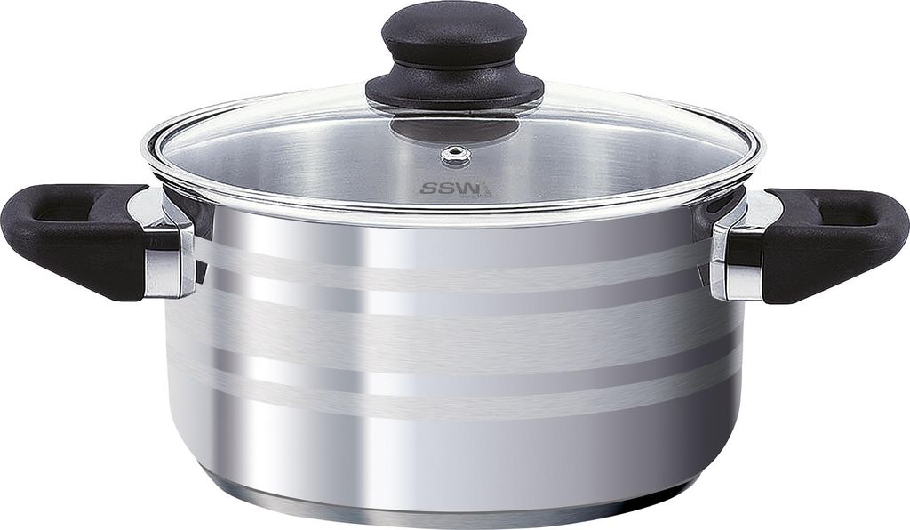 SSW Olive Kochtopf mit Deckel, Edelstahl, Ø 14 cm, 1,2 l