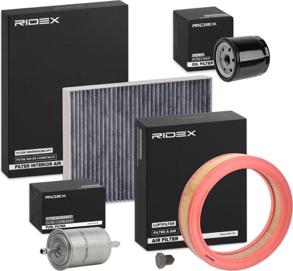RIDEX Filterset Inspektionspaket Filtersatz für VW Polo Schrägheck (6N1) Caddy II Kastenwagen (9K9A) Polo Classic (6V2) Polo Variant (6V5) für S...