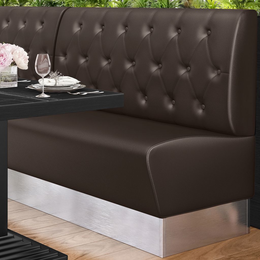 DALLAS | Gastrobank | B:H 140 x 103 cm | Braun | Chesterfield Raute | Leder | Gastro Sitzbank, Bistrobank, Gastro Polsterbank