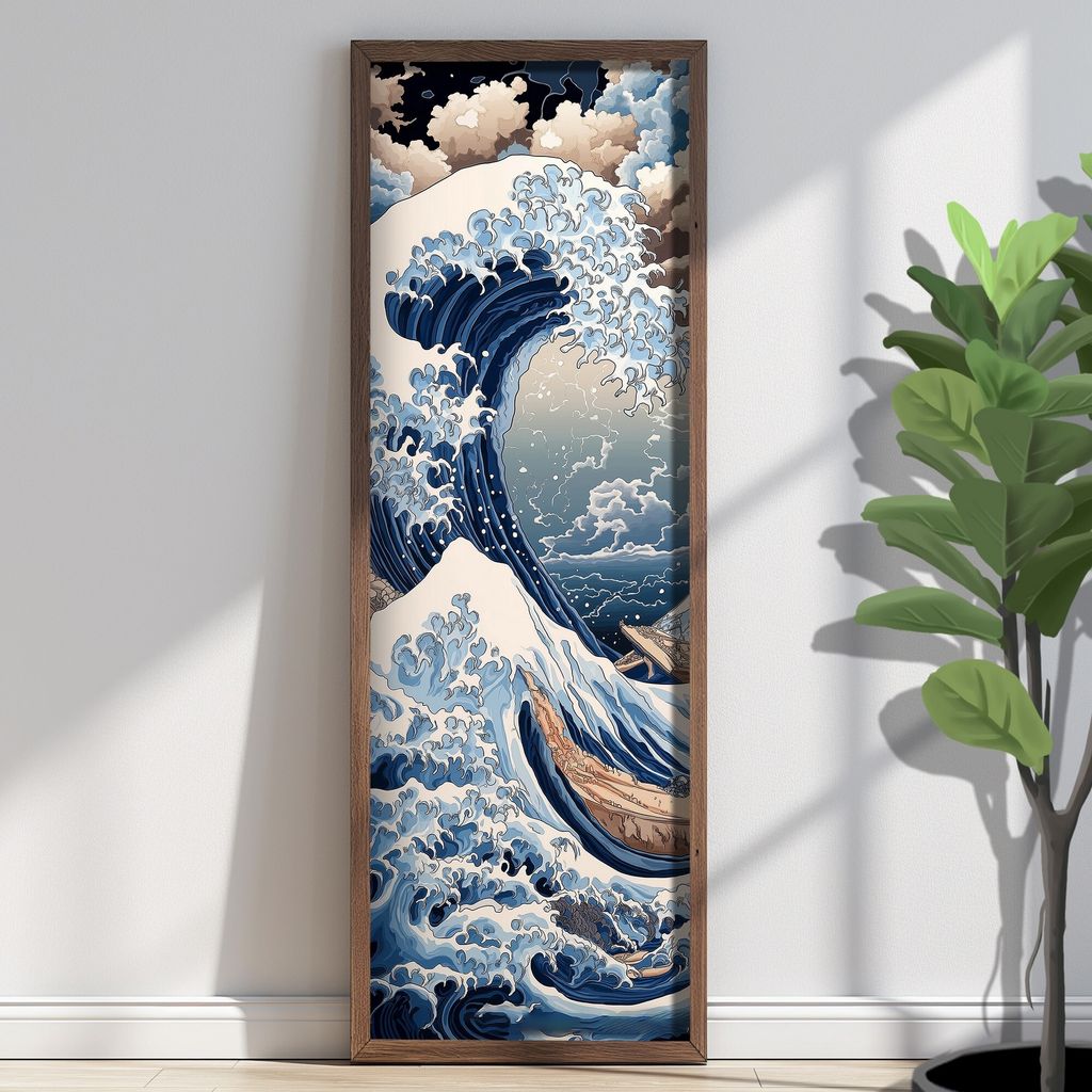 Wallity, EMR097, Dekoratives gerahmtes MDF-Gemälde, Mehrfarbig, 100 % MDF, 40 x 120 x 3,5 cm
