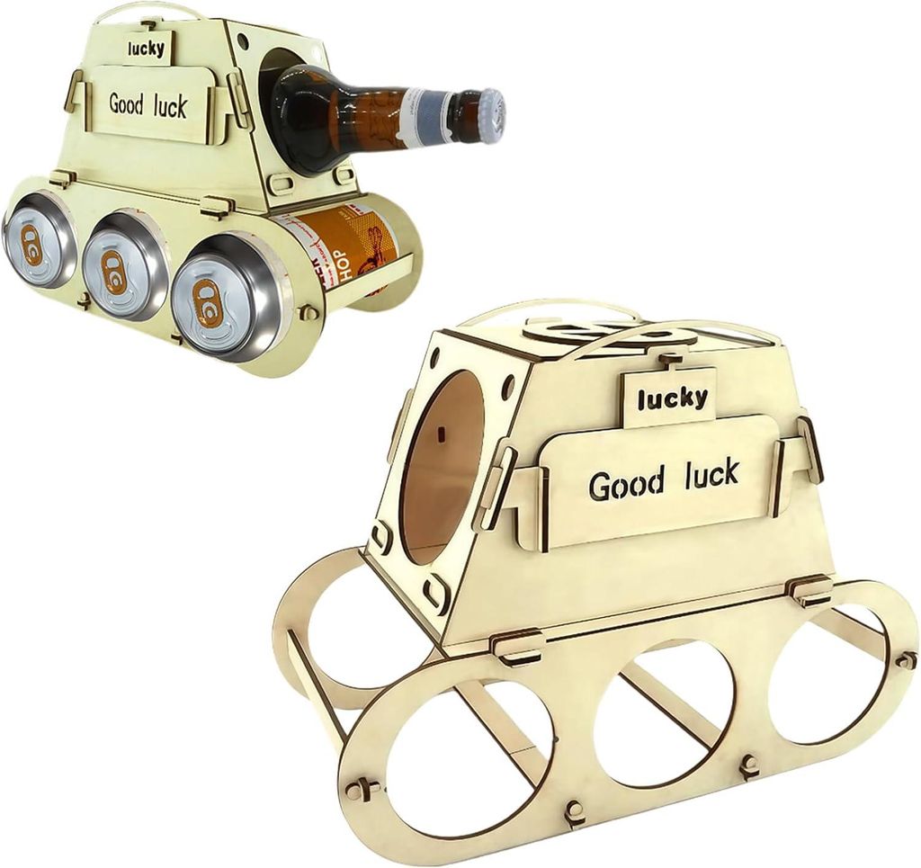 Bierhalter aus Holz – witziges Geschenk für Männer – für Bier/Wein – ideal für Partys, Geburtstage oder als Dekoration