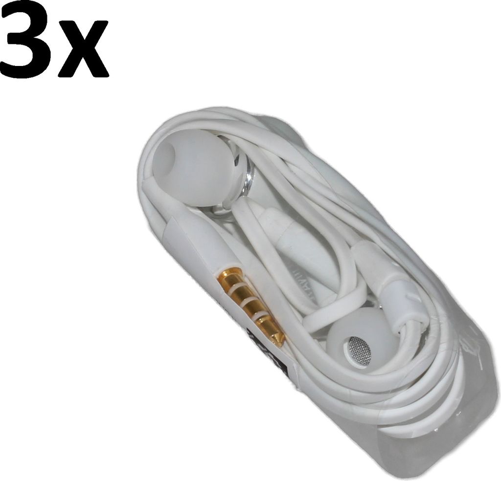 3x Kopfhörer für Original Samsung Galaxy Xcover 4 SM-G390 weiß In-Ear earphone Headset Ohrhörer 3,5mm Stereo Sound 900 + Hakai Pad