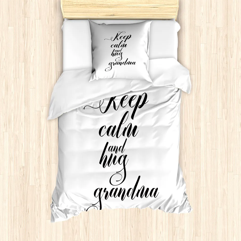 Set Copripiumino ABAKUHAUS Bianco e Nero Calligrafia Nonna 135x200