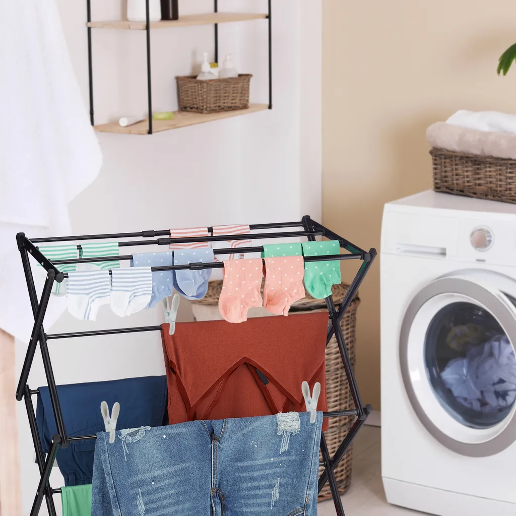 Relaxdays séchoir à linge pliable avec 50 pinces à linge intégrées - 3