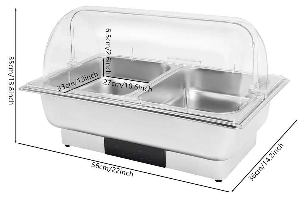 Réchaud électrique en acier inoxydable à 2 compartiments - Design Argent