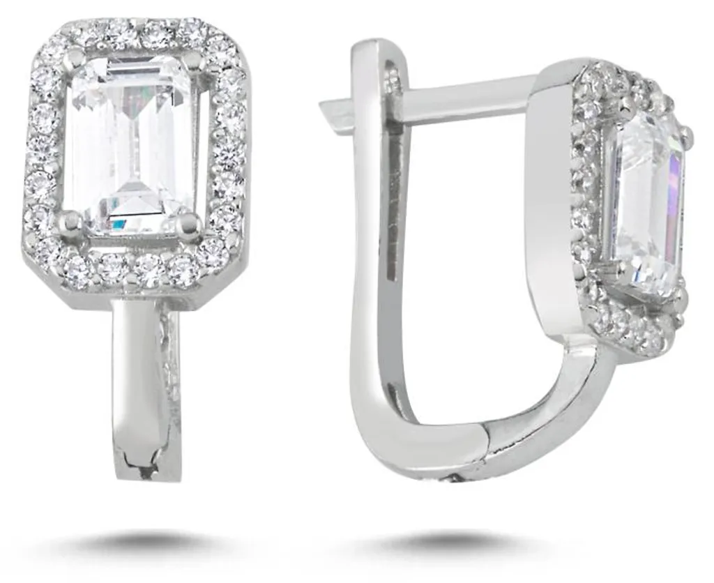 Boucles d'oreilles zircone cubique éclat diamant et argent 925 rhodié