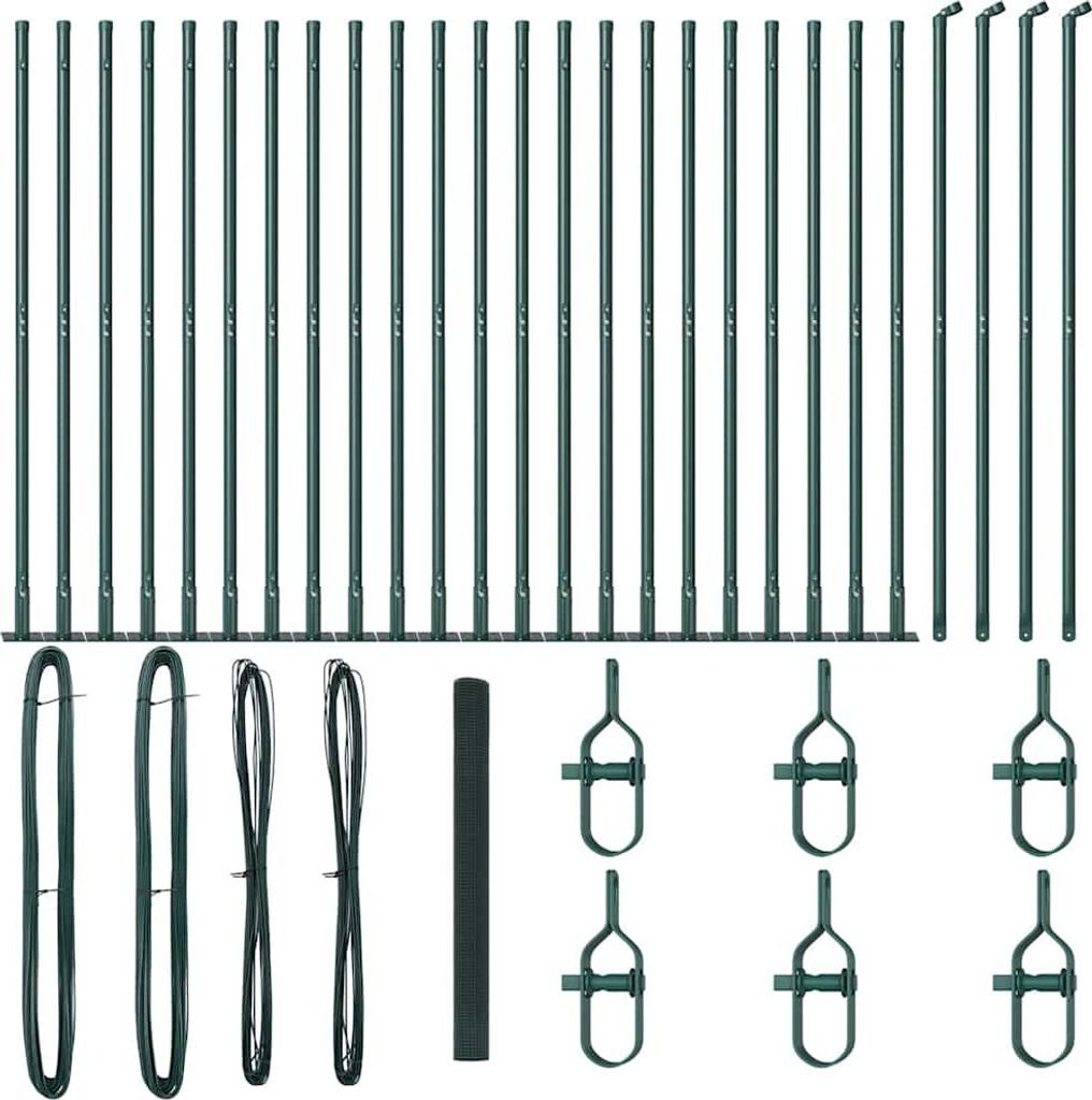 vidaXL Zaunpfosten Grün 50 x 1,5 m (12 x 12 mm Maschen) Stahl und PVC