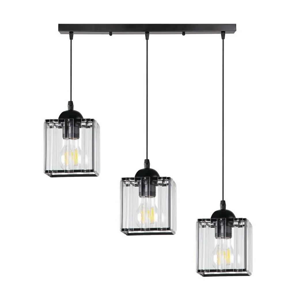 Suspension GLASSIA : Éclairage Puissant 3xE27 pour Table à Manger Sombre