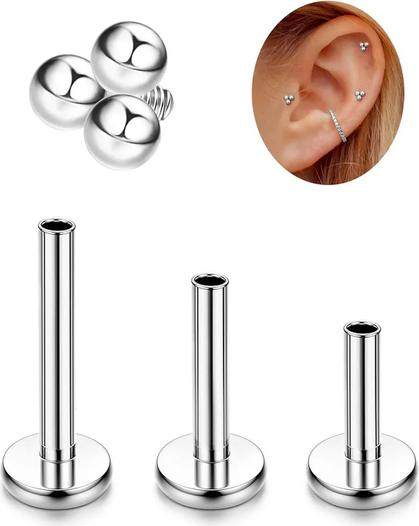 Piercing tragus et hélix titane pour usage quotidien confort dos plat