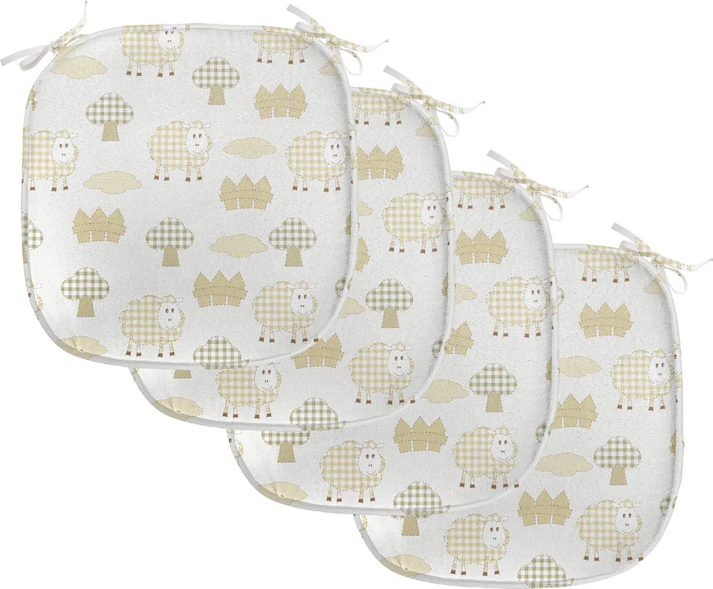 Coussin de Siège 40x40cm Imperméable Lot de 4 Blanc et Kaki ABAKUHAUS