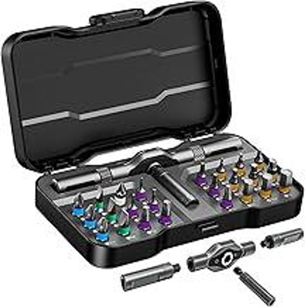 Koeutoze 24-in-1 Ratschenschraubendreher Set – Magnetic Screwdriver Set mit S2-Bits, Abnehmbarer T-Ratschengriff, Feinmechaniker Werkzeug Satz f...