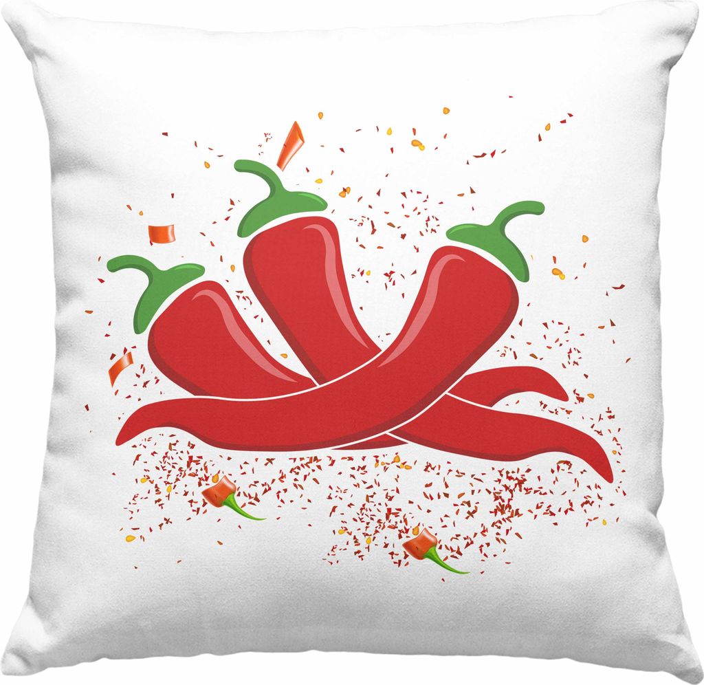 Trendation - Peperoni Grafik Geschenk Deko-Kissen mit Füllung 40x40 Scharf Du Bist Scharf (Blau)
