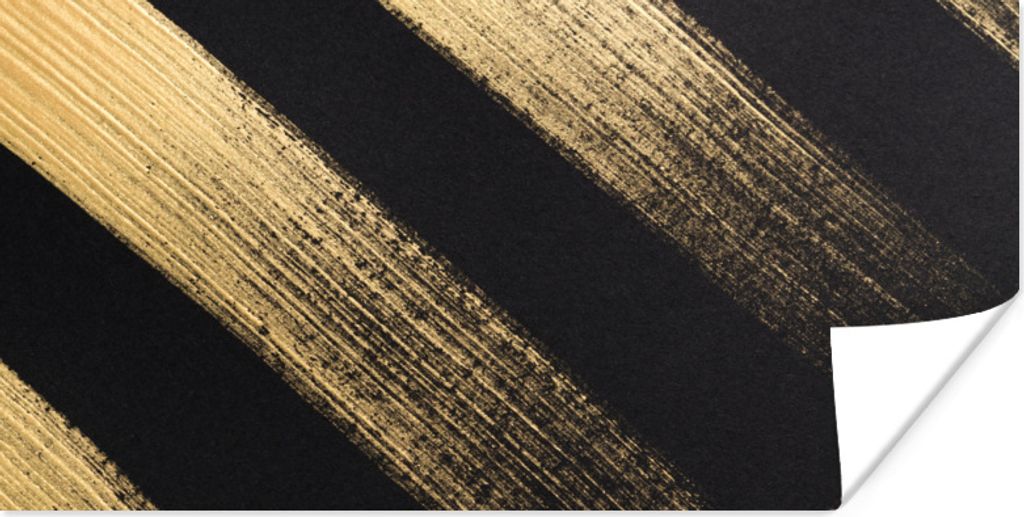 Poster - Goldene Farbstreifen auf schwarzem Hintergrund - 160x80 cm
