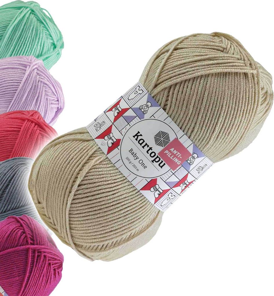 100g Strickgarn Kartopu BABY ONE Antipilling Babywolle Babystrickgarn, 45 Farben