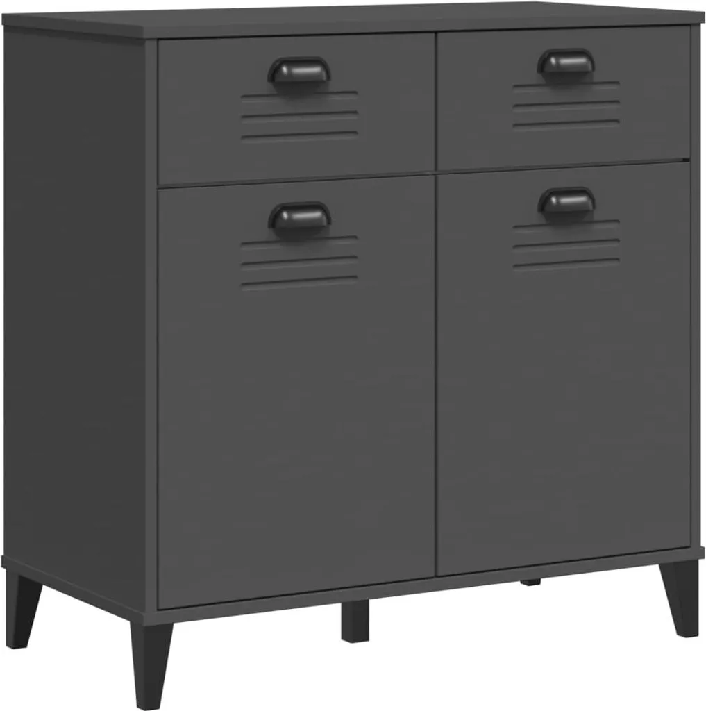Buffet de Rangement Anthracite VIKEN 80 cm Meuble Bas en Bois Composite - 2