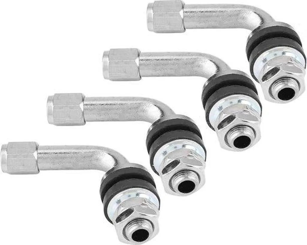 Valve de pneu à angle droit 90° en métal chromé pour accès difficile