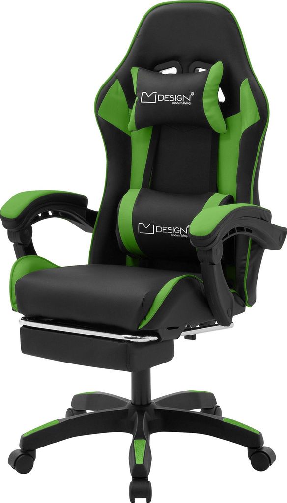 ML-Design Gaming Stuhl mit Fußstütze, Schwarz-Grün aus Produktbild 