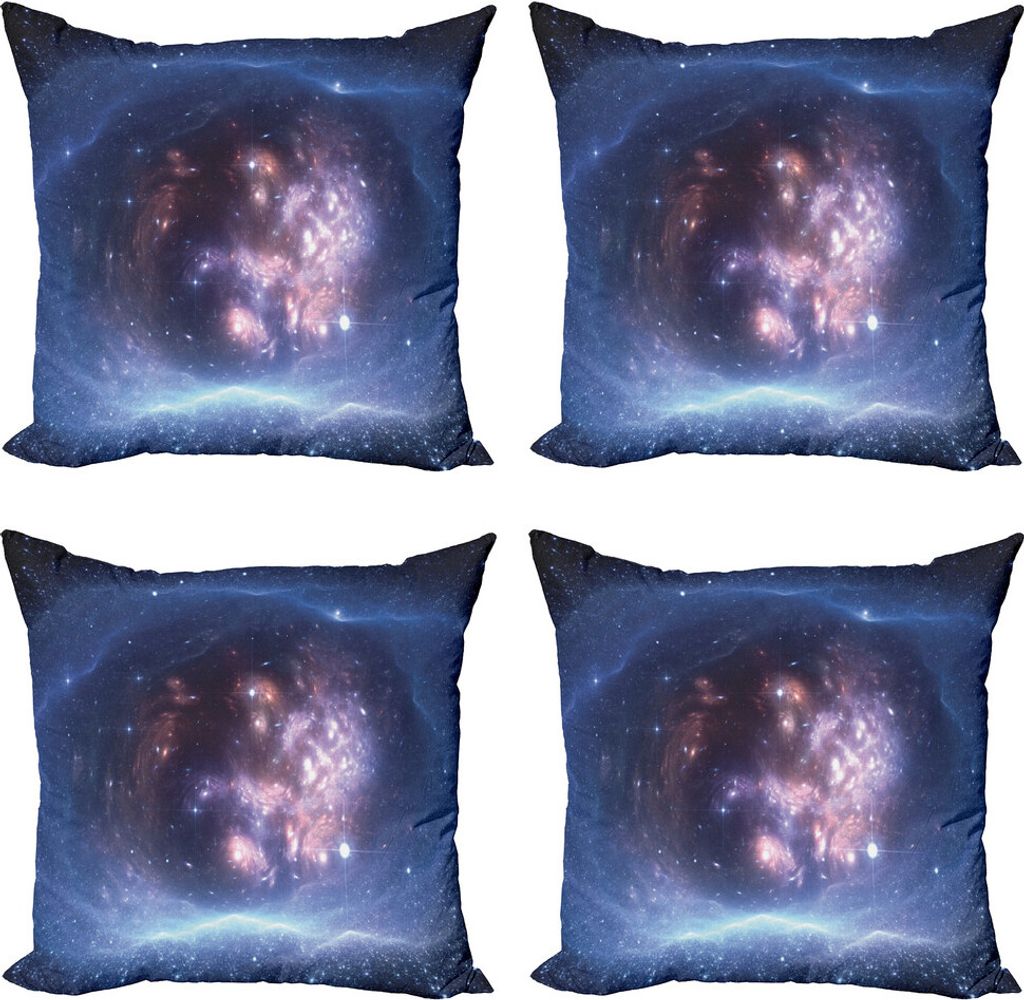ABAKUHAUS Weltraum Kissenbezug Set (4 Stück), Sternhaufen Universe, Moderner Doppelseitiger Digitaldruck, 40 cm x 40 cm, Navy Lila