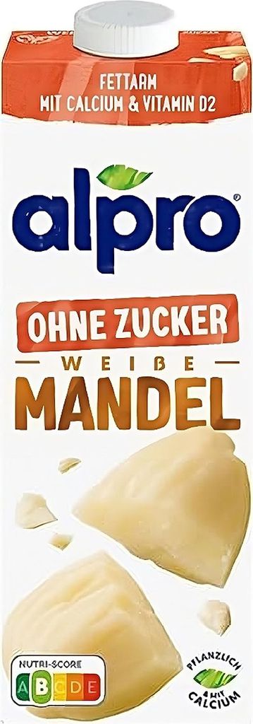 Alpro Mandel Drink Ohne Zucker 1 Liter vegan ungeröstet laktosefrei ungesüsst Almond Drink