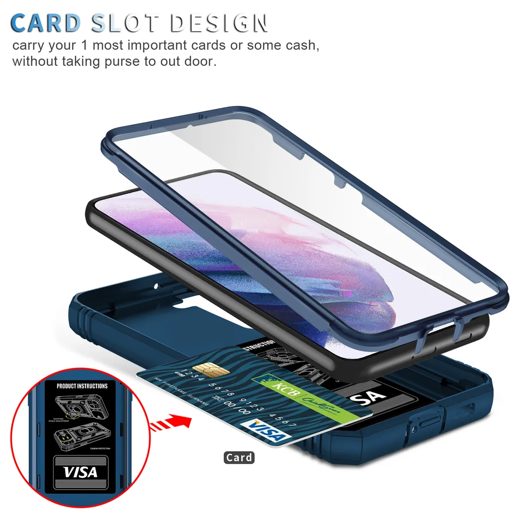 Custodia Samsung S23 Blu: Protezione Fotocamera e Porta Carte Robusta - 4