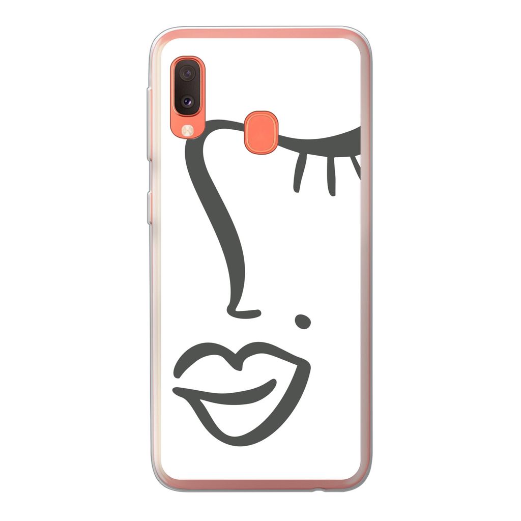 MuchoWow Handyhülle Schutzhülle Hülle für Samsung Galaxy A20e Frau - Schwarz - Weiß - Abstrakt Silikon Softcase Handy Hülle - Abdeckung