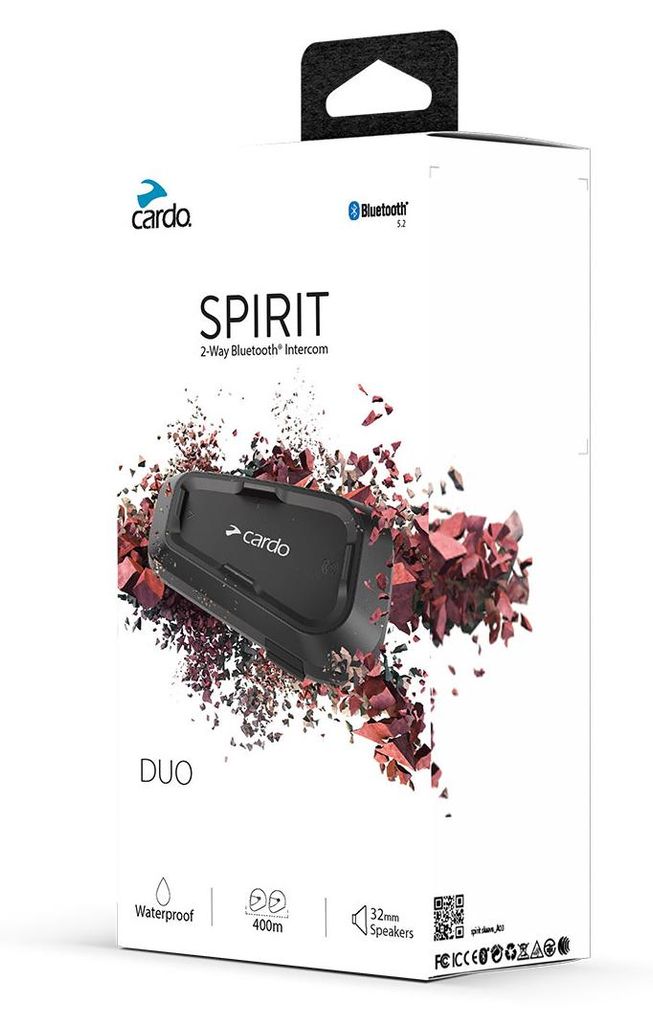 Cardo Spirit Duo, 2 kanalen, 400 meter bereik, USB Type-C, Productafbeelding 