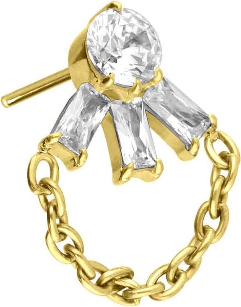 Piercing-Zubehör Titan Aufsatz mit Push Pin LOTUSBLÜTE + KETTE