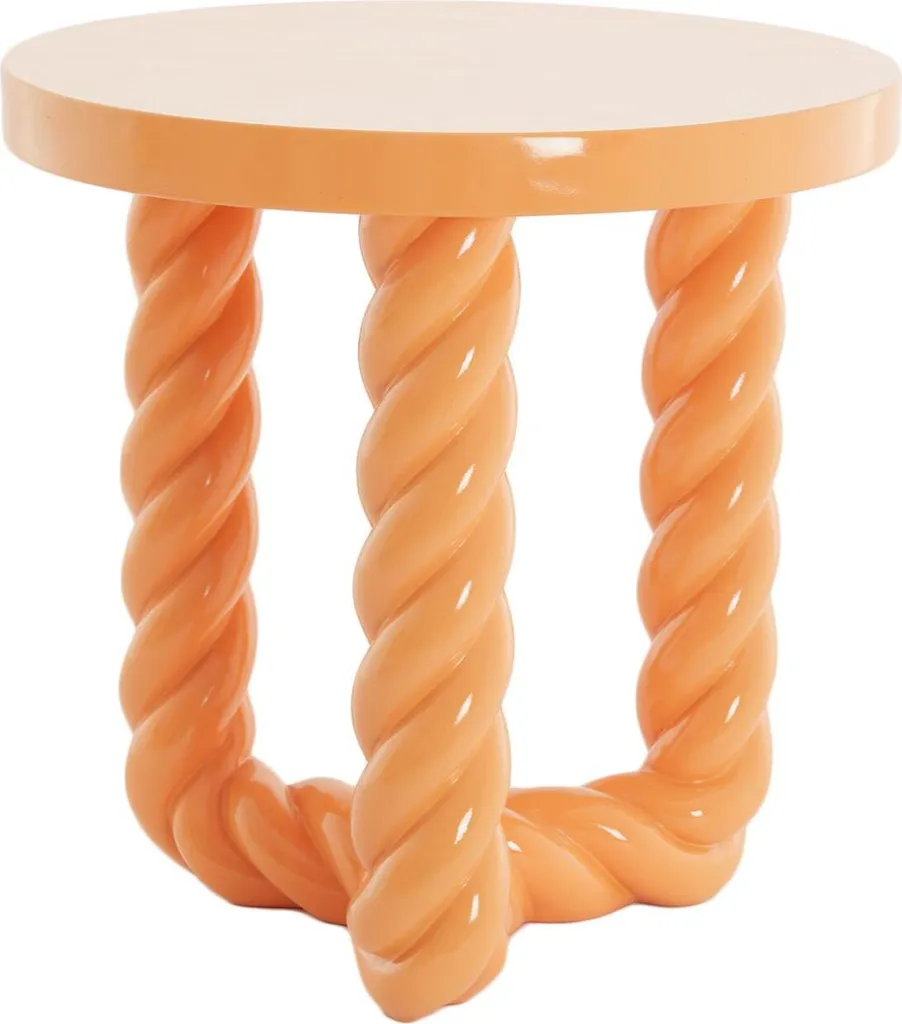 Table d'appoint ronde orange clair Ø46cm en métal style scandinave