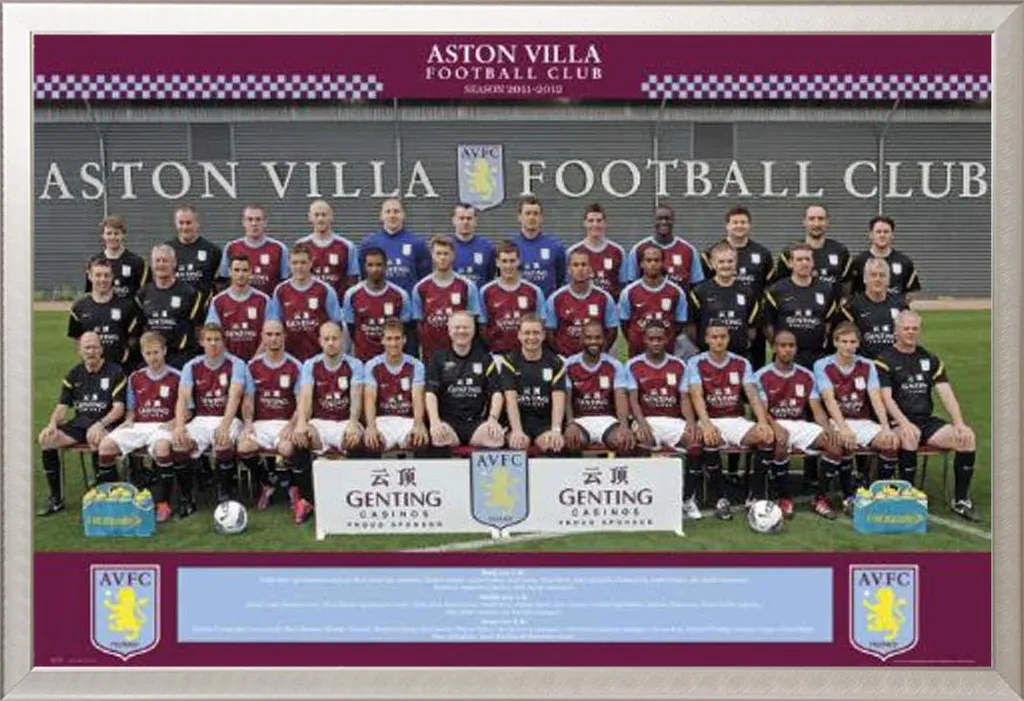 Cadre Photo Équipe Aston Villa 11/12 Poster Mural Football Aluminium