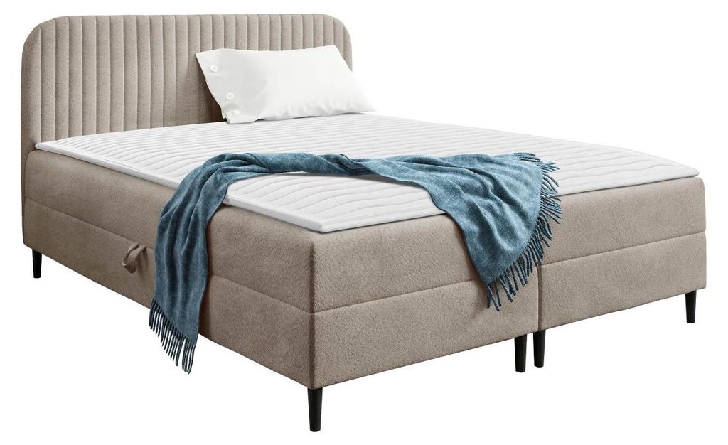 MIRJAN24 Boxspringbett mit zwei Bettkästen Box Best 1, Schlafzimmer Ehebett, Doppelbett mit Topper, Härtegrad H3 (Farbe: Coral 50, Größe: 120x2...