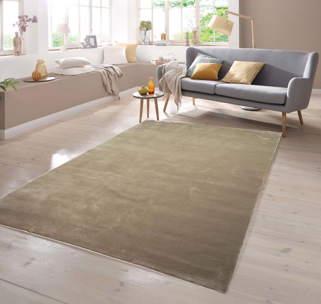 Teppich Kurzflor uni beige Größe - 160 x 230 cm Produktbild 