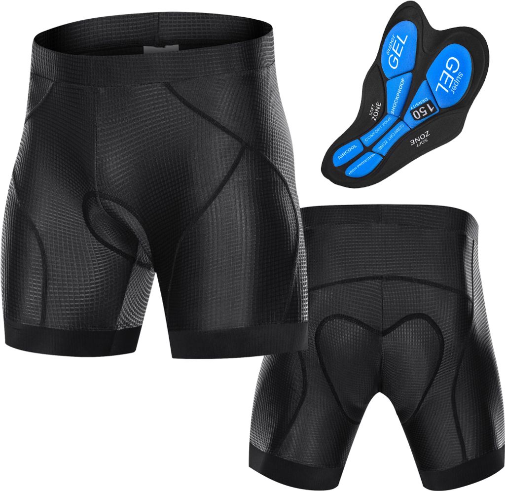 Lixada Men Bike Padded Shorts mit rutschfesten Beingriffen Radfahren 3D gepolsterte Unterwaesche Fahrradpolsterung Reitshorts Biking Unterwaesche S...