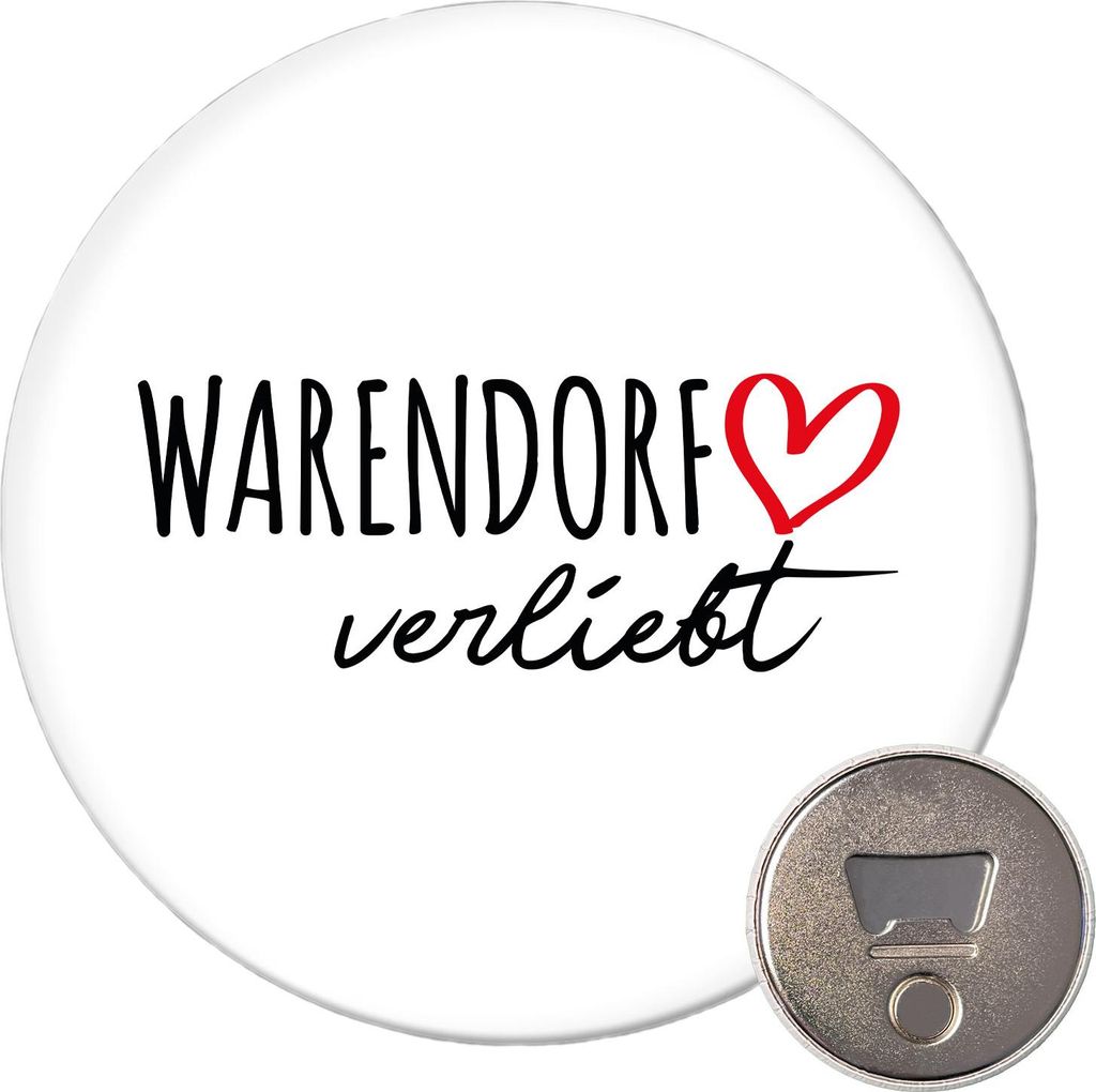 Huuraa Magnet Warendorf verliebt 59mm Kühlschrankmagnet rund Flaschenöffner Geschenkidee