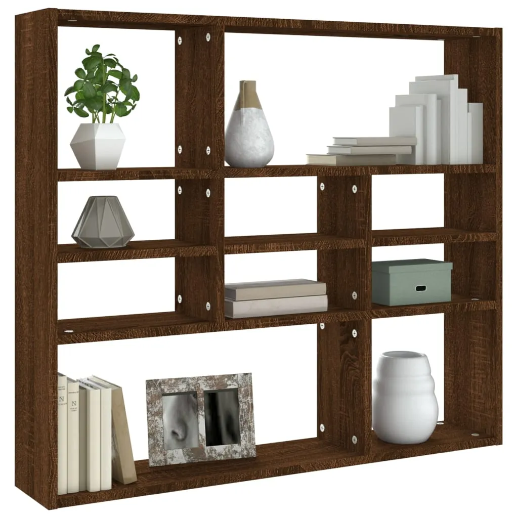 Étagère Murale 90x78 cm Chêne Marron - Structure Bois Composite Robuste - 4