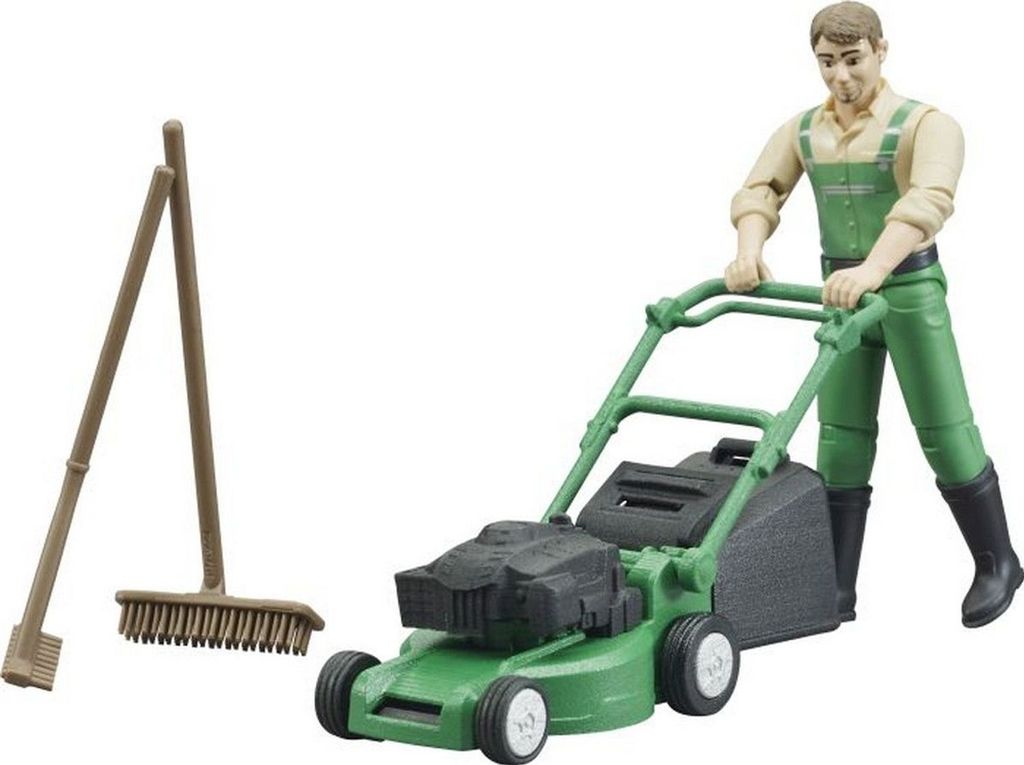 Bruder 62103 - bworld Gärtner mit Rasenmäher und Produktbild
