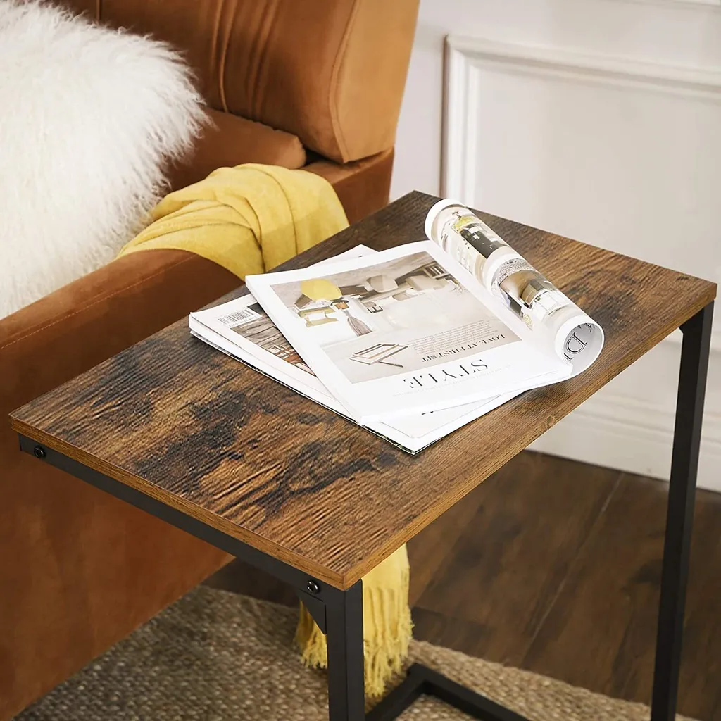 Table d'appoint stable en acier et bois - Style rustique 55x35x66 cm - 7