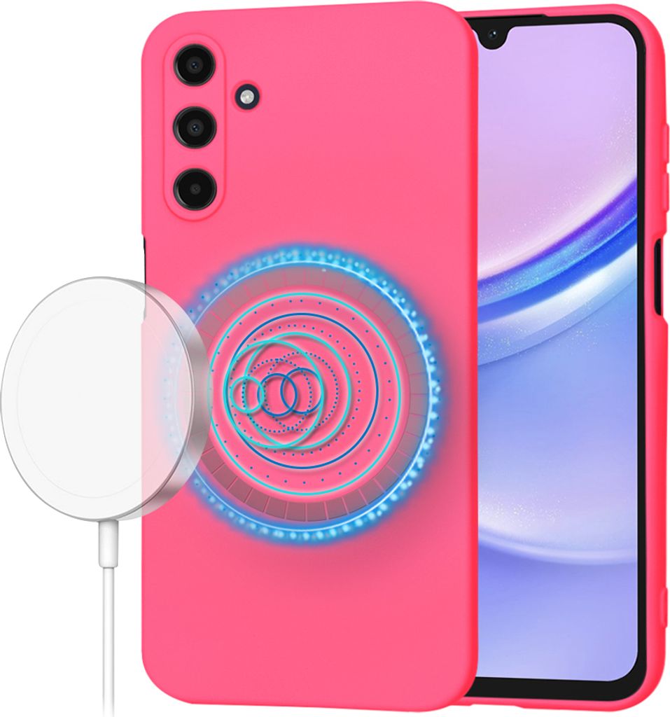 Techsuit Soft Flex Silikon Back Cover Hülle mit MagSafe für Samsung Galaxy A15 4G/5G - Knallrosa