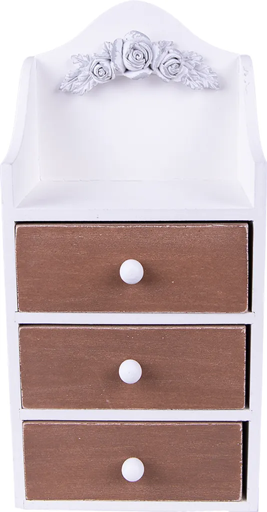 Organizer Cassettiera Clayre & Eef MDF 13x9x27 cm Bianco/Marrone
