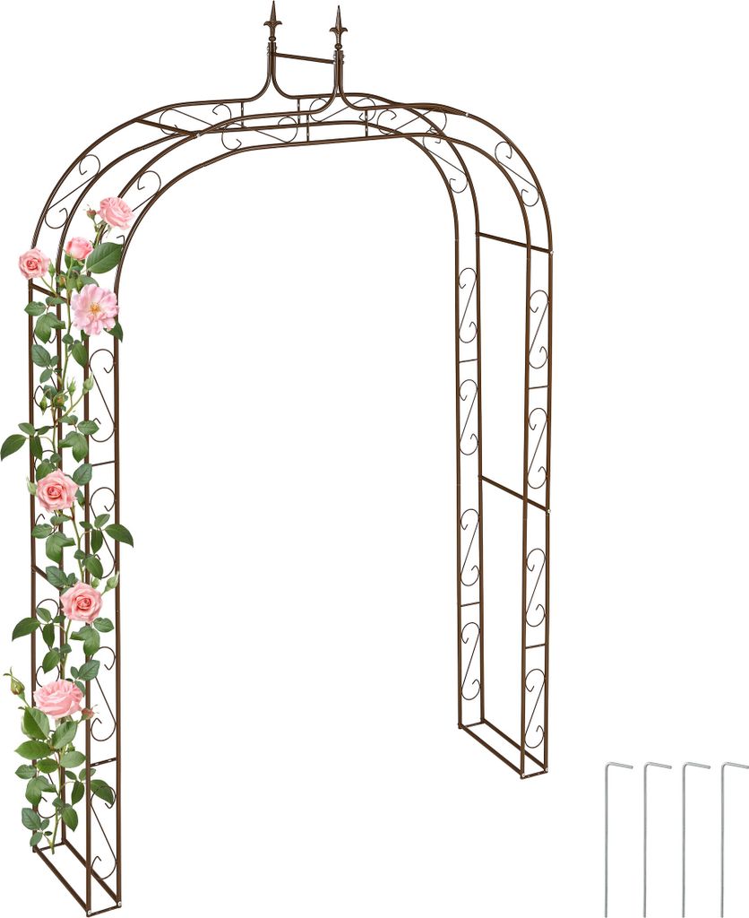 Relaxdays Rosenbogen Metall, HxBxT: 240 x 155 x 39 cm, Produktbild 
